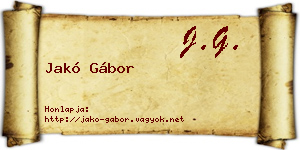 Jakó Gábor névjegykártya